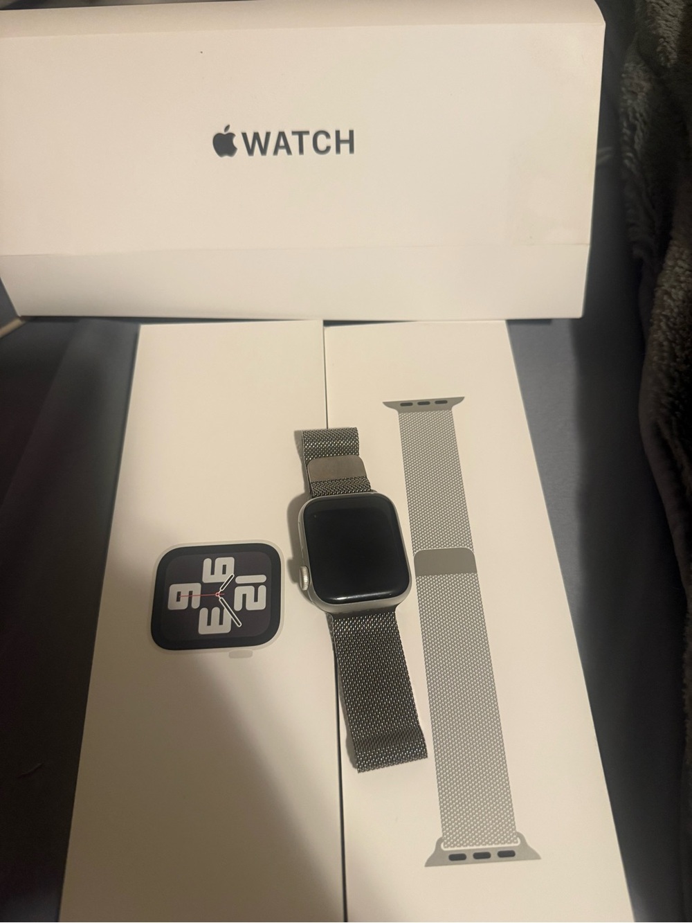 Apple Watch Silver Case with Silver Milanese Loop Band